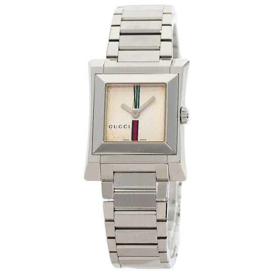 GUCCI Watches Quartz 111L Stainless Steel , Stainless Steel Silver Square face Ivory dial Women Used Authentic