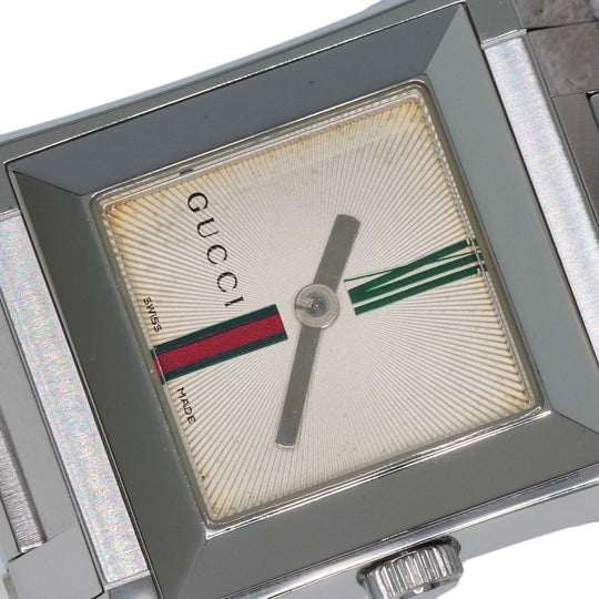 GUCCI Watches Quartz 111L Stainless Steel , Stainless Steel Silver Square face Ivory dial Women Used Authentic
