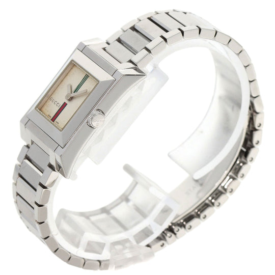 GUCCI Watches Quartz 111L Stainless Steel , Stainless Steel Silver Square face Ivory dial Women Used Authentic