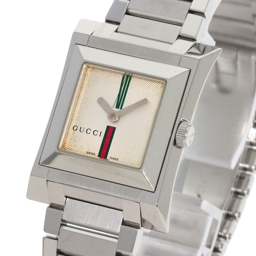 GUCCI Watches Quartz 111L Stainless Steel , Stainless Steel Silver Square face Ivory dial Women Used Authentic