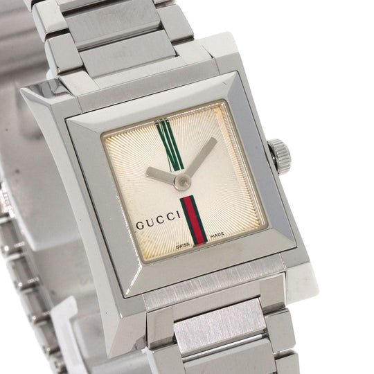 GUCCI Watches Quartz 111L Stainless Steel , Stainless Steel Silver Square face Ivory dial Women Used Authentic
