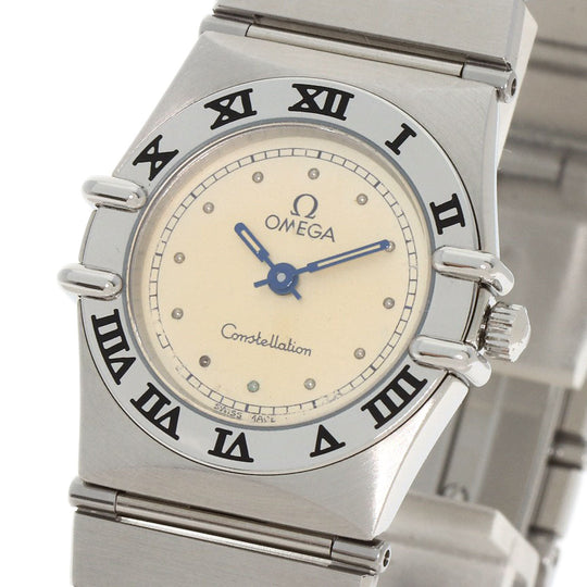OMEGA Watches Quartz Stainless Steel , Stainless Steel Silver Constellation flat bezel Silver dial Women Used Authentic
