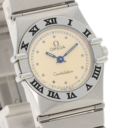 OMEGA Watches Quartz Stainless Steel , Stainless Steel Silver Constellation flat bezel Silver dial Women Used Authentic