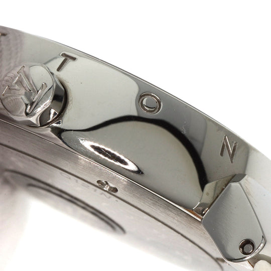 LOUIS VUITTON Watches Quartz Q121N Stainless Steel, Leather Silver Tambour TRUNKS&BAGS Red dial Women Used Authentic