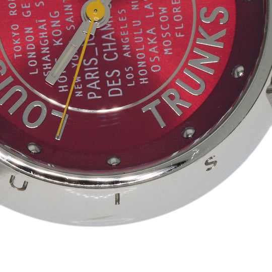 LOUIS VUITTON Watches Quartz Q121N Stainless Steel, Leather Silver Tambour TRUNKS&BAGS Red dial Women Used Authentic