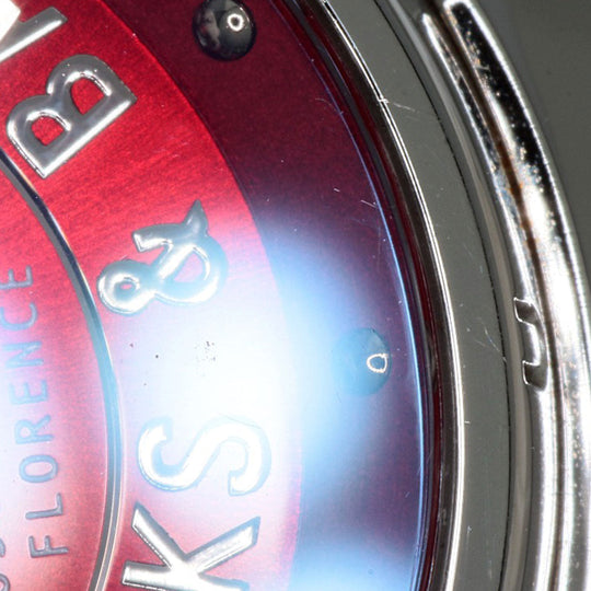 LOUIS VUITTON Watches Quartz Q121N Stainless Steel, Leather Silver Tambour TRUNKS&BAGS Red dial Women Used Authentic