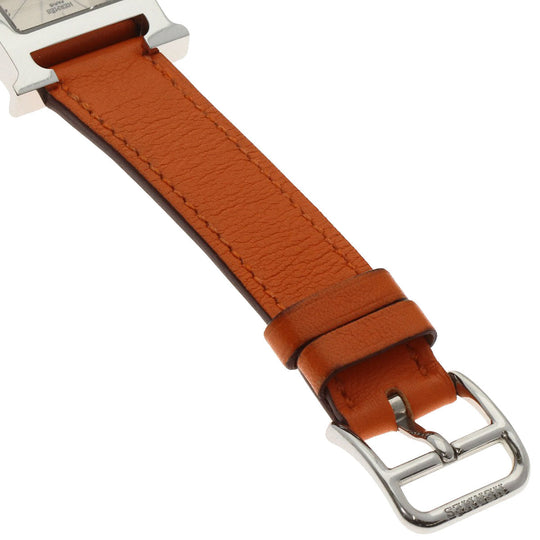 HERMES Watches Quartz HH1.210 Stainless Steel, Leather Silver H watch Deburuturu Silver dial Women Used Authentic
