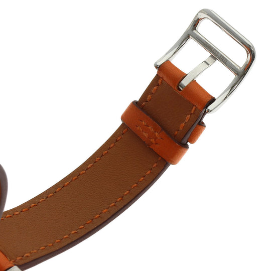 HERMES Watches Quartz HH1.210 Stainless Steel, Leather Silver H watch Deburuturu Silver dial Women Used Authentic