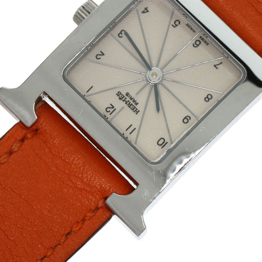 HERMES Watches Quartz HH1.210 Stainless Steel, Leather Silver H watch Deburuturu Silver dial Women Used Authentic