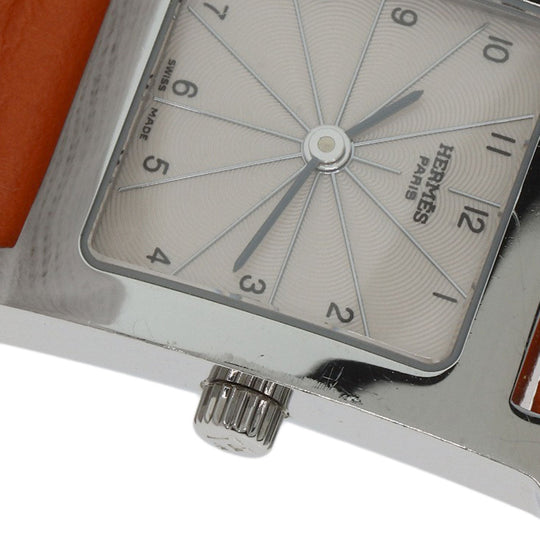 HERMES Watches Quartz HH1.210 Stainless Steel, Leather Silver H watch Deburuturu Silver dial Women Used Authentic