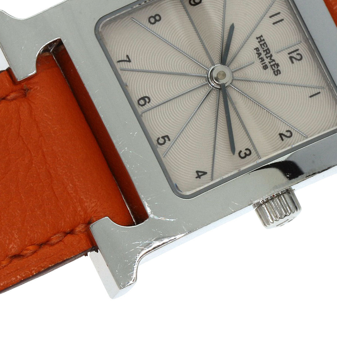 HERMES Watches Quartz HH1.210 Stainless Steel, Leather Silver H watch Deburuturu Silver dial Women Used Authentic