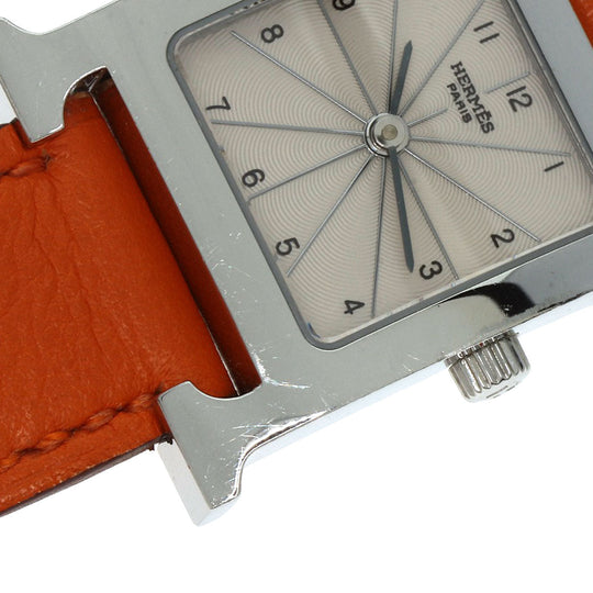 HERMES Watches Quartz HH1.210 Stainless Steel, Leather Silver H watch Deburuturu Silver dial Women Used Authentic