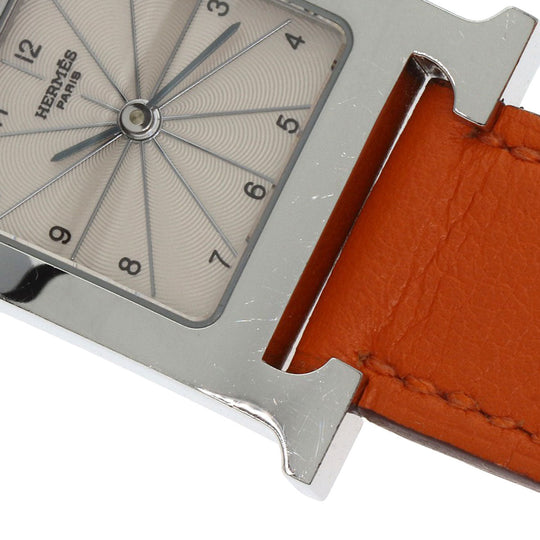 HERMES Watches Quartz HH1.210 Stainless Steel, Leather Silver H watch Deburuturu Silver dial Women Used Authentic