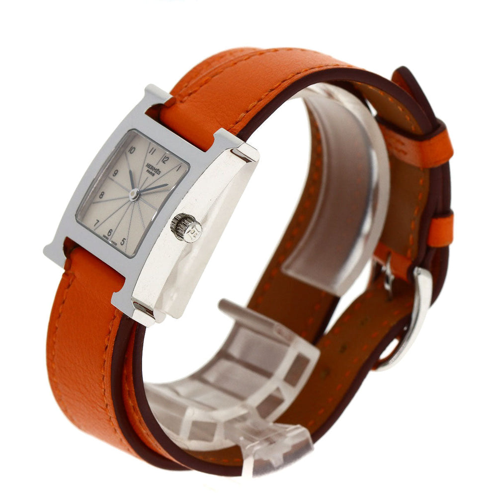 HERMES Watches Quartz HH1.210 Stainless Steel, Leather Silver H watch Deburuturu Silver dial Women Used Authentic