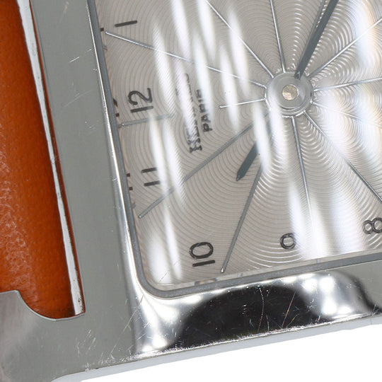 HERMES Watches Quartz HH1.210 Stainless Steel, Leather Silver H watch Deburuturu Silver dial Women Used Authentic