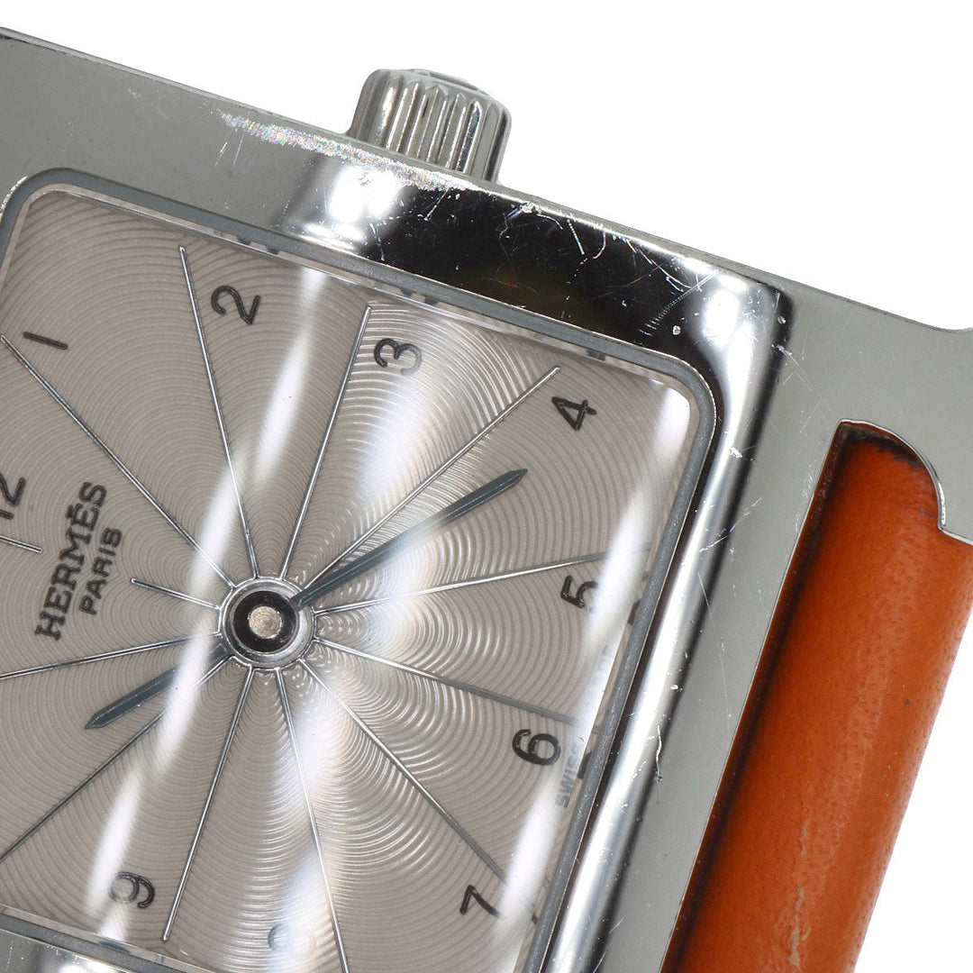 HERMES Watches Quartz HH1.210 Stainless Steel, Leather Silver H watch Deburuturu Silver dial Women Used Authentic