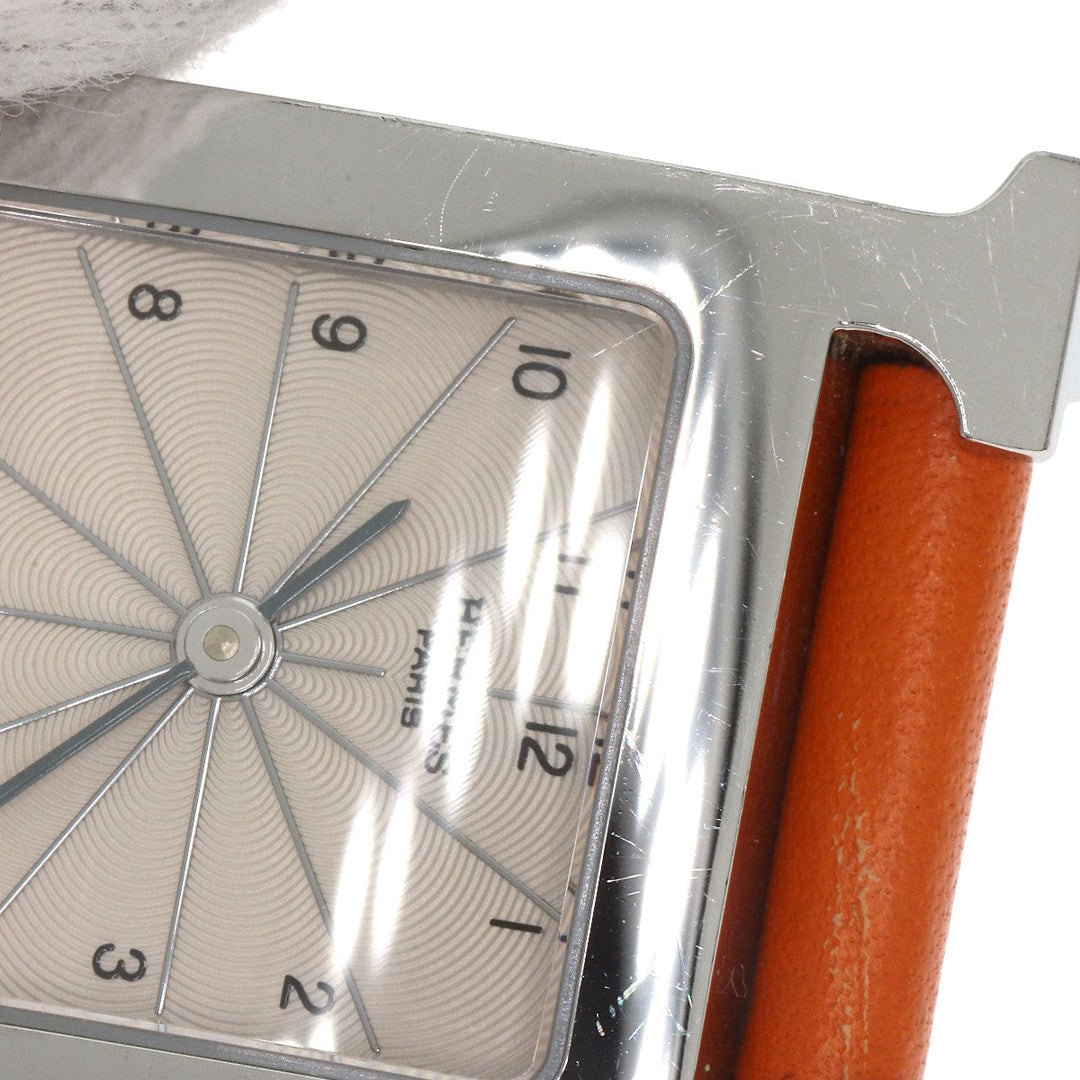 HERMES Watches Quartz HH1.210 Stainless Steel, Leather Silver H watch Deburuturu Silver dial Women Used Authentic