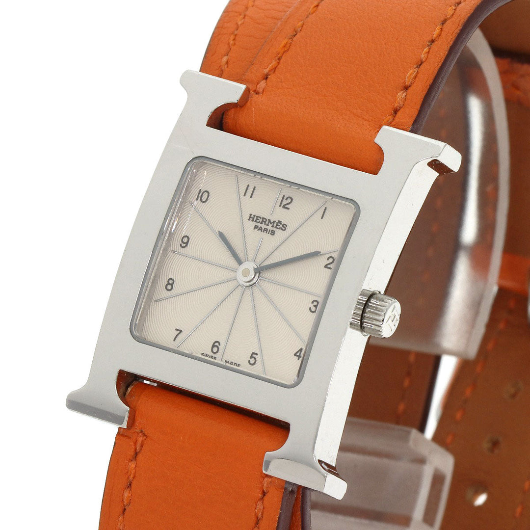 HERMES Watches Quartz HH1.210 Stainless Steel, Leather Silver H watch Deburuturu Silver dial Women Used Authentic