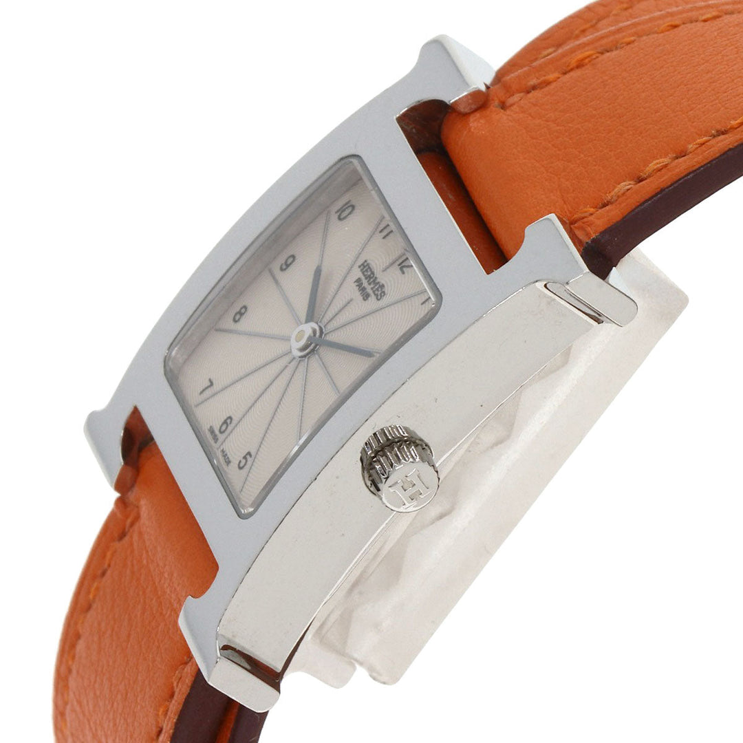 HERMES Watches Quartz HH1.210 Stainless Steel, Leather Silver H watch Deburuturu Silver dial Women Used Authentic