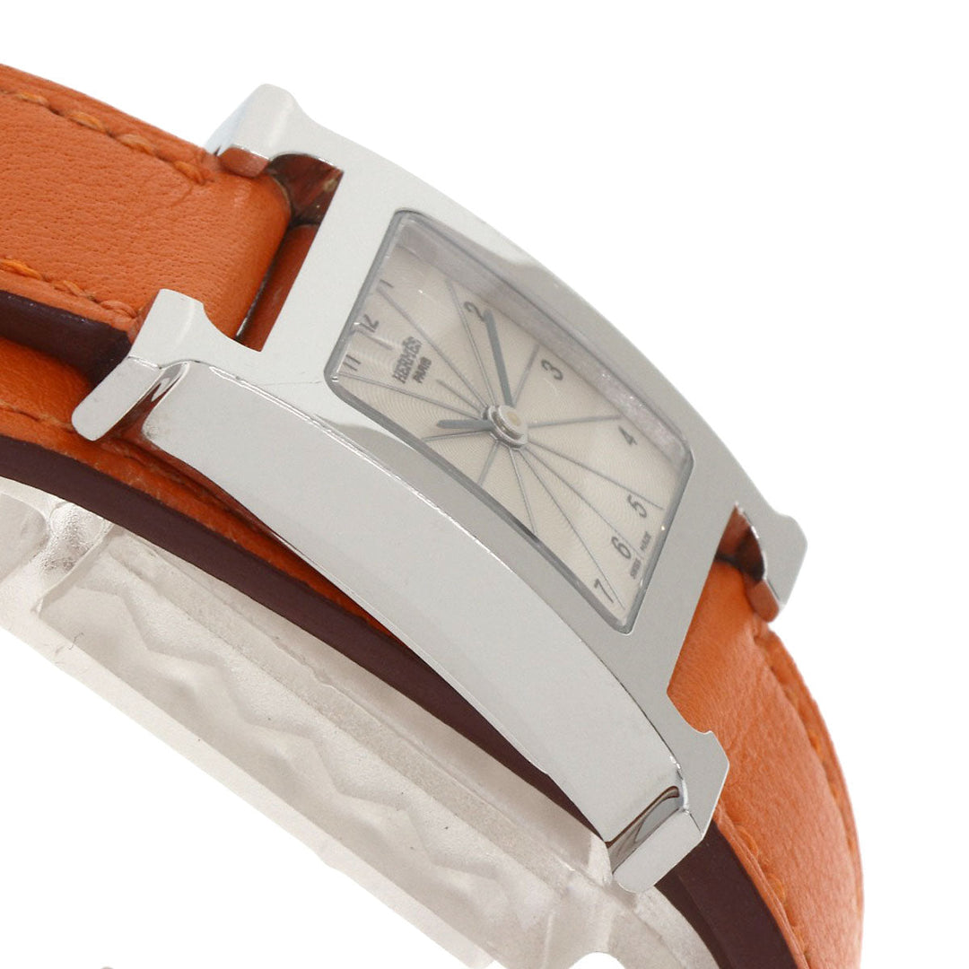 HERMES Watches Quartz HH1.210 Stainless Steel, Leather Silver H watch Deburuturu Silver dial Women Used Authentic