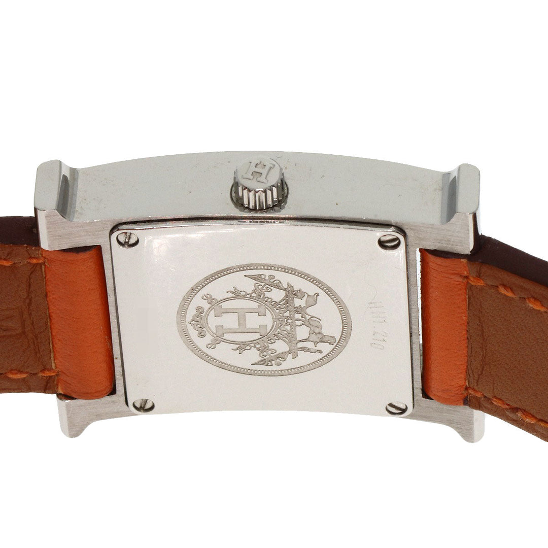 HERMES Watches Quartz HH1.210 Stainless Steel, Leather Silver H watch Deburuturu Silver dial Women Used Authentic
