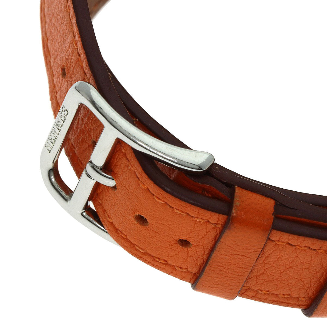 HERMES Watches Quartz HH1.210 Stainless Steel, Leather Silver H watch Deburuturu Silver dial Women Used Authentic