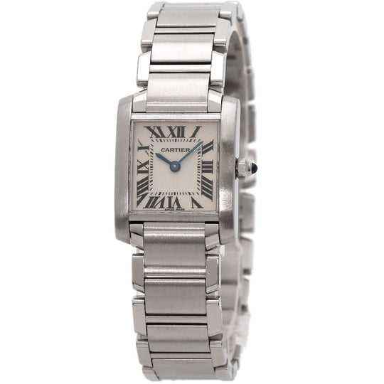 CARTIER Watches Quartz W51008Q3 Stainless Steel , Stainless Steel Silver Tank francaise SM Silver dial Women Used Authentic