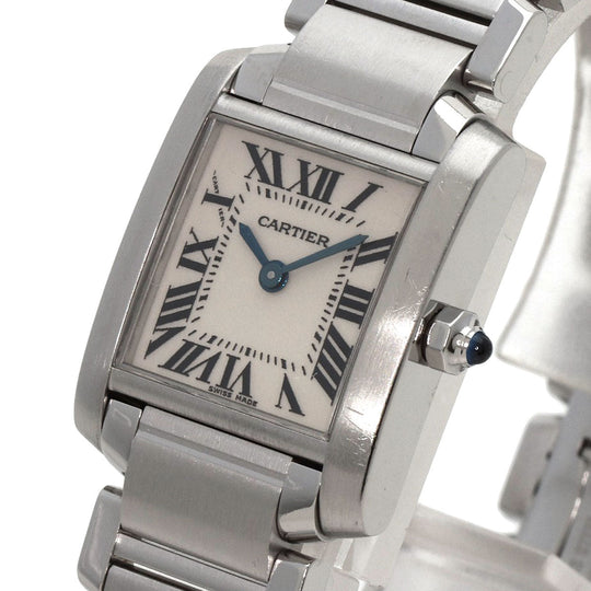 CARTIER Watches Quartz W51008Q3 Stainless Steel , Stainless Steel Silver Tank francaise SM Silver dial Women Used Authentic