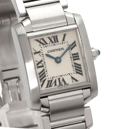 CARTIER Watches Quartz W51008Q3 Stainless Steel , Stainless Steel Silver Tank francaise SM Silver dial Women Used Authentic