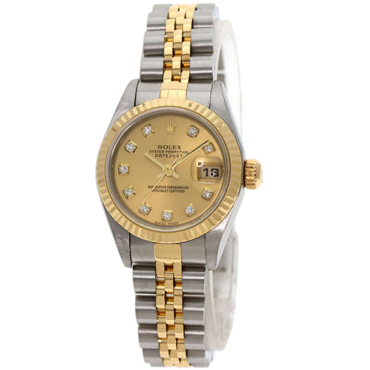 ROLEX Watches Mechanical Automatic 79173 Stainless Steel , SSxK18YG gold Datejust 10P Diamond Champagne Gold dial Women Used Authentic