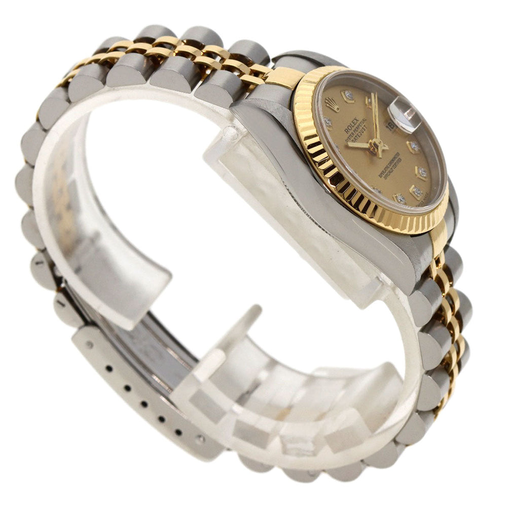 ROLEX Watches Mechanical Automatic 79173 Stainless Steel , SSxK18YG gold Datejust 10P Diamond Champagne Gold dial Women Used Authentic