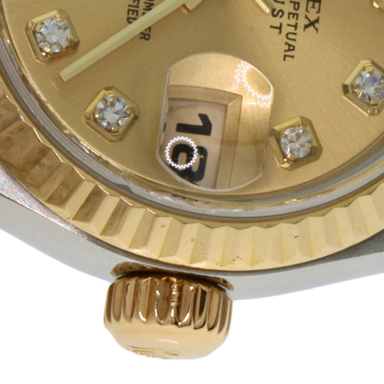 ROLEX Watches Mechanical Automatic 79173 Stainless Steel , SSxK18YG gold Datejust 10P Diamond Champagne Gold dial Women Used Authentic
