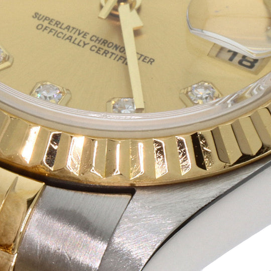 ROLEX Watches Mechanical Automatic 79173 Stainless Steel , SSxK18YG gold Datejust 10P Diamond Champagne Gold dial Women Used Authentic