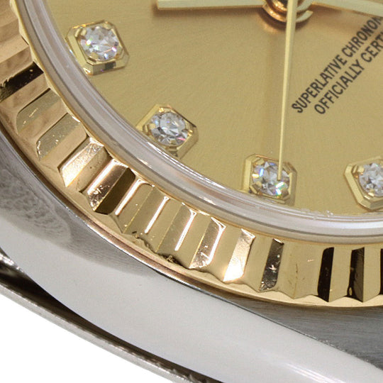 ROLEX Watches Mechanical Automatic 79173 Stainless Steel , SSxK18YG gold Datejust 10P Diamond Champagne Gold dial Women Used Authentic