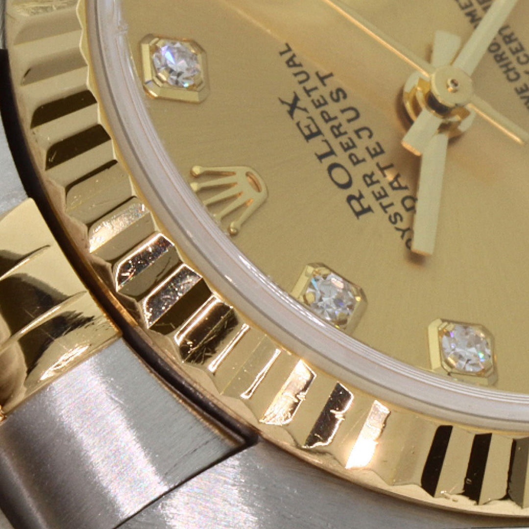 ROLEX Watches Mechanical Automatic 79173 Stainless Steel , SSxK18YG gold Datejust 10P Diamond Champagne Gold dial Women Used Authentic
