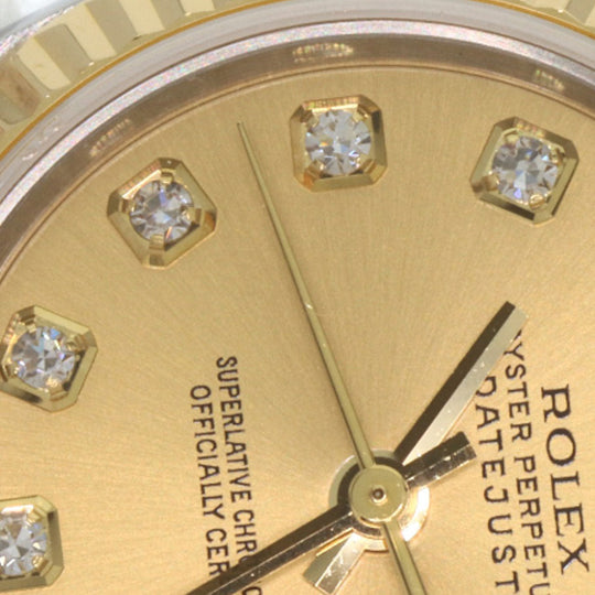 ROLEX Watches Mechanical Automatic 79173 Stainless Steel , SSxK18YG gold Datejust 10P Diamond Champagne Gold dial Women Used Authentic