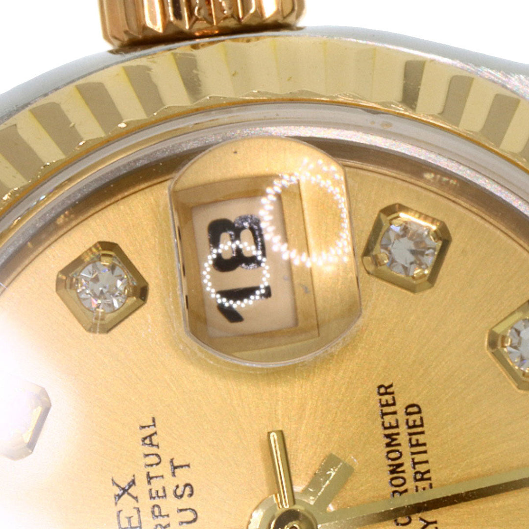 ROLEX Watches Mechanical Automatic 79173 Stainless Steel , SSxK18YG gold Datejust 10P Diamond Champagne Gold dial Women Used Authentic