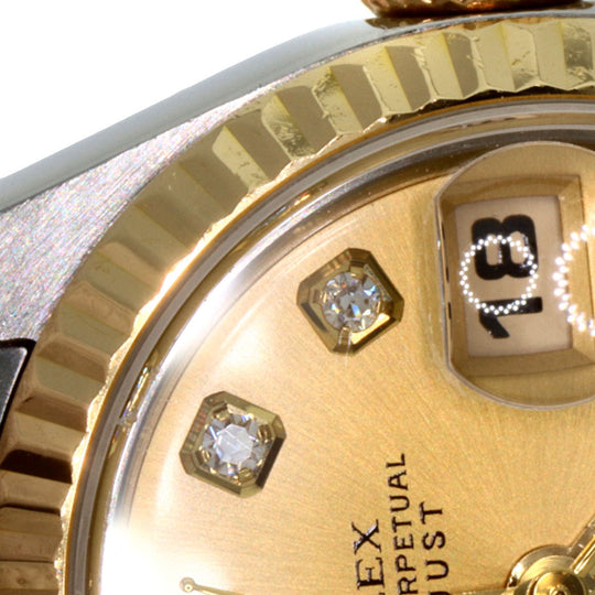 ROLEX Watches Mechanical Automatic 79173 Stainless Steel , SSxK18YG gold Datejust 10P Diamond Champagne Gold dial Women Used Authentic