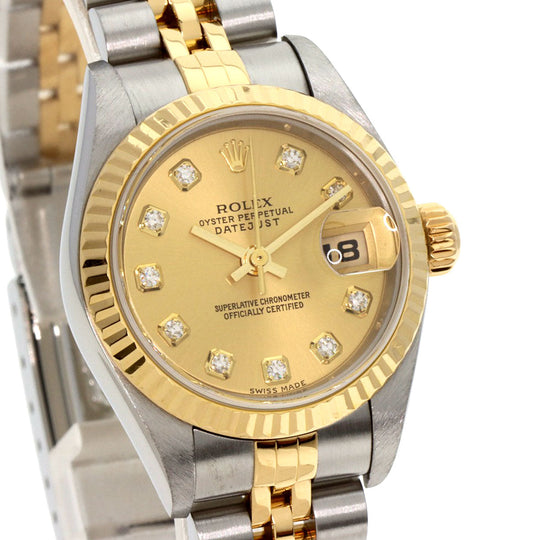 ROLEX Watches Mechanical Automatic 79173 Stainless Steel , SSxK18YG gold Datejust 10P Diamond Champagne Gold dial Women Used Authentic