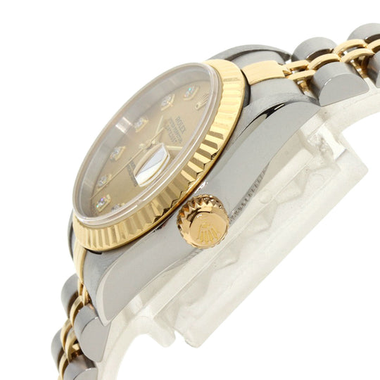 ROLEX Watches Mechanical Automatic 79173 Stainless Steel , SSxK18YG gold Datejust 10P Diamond Champagne Gold dial Women Used Authentic