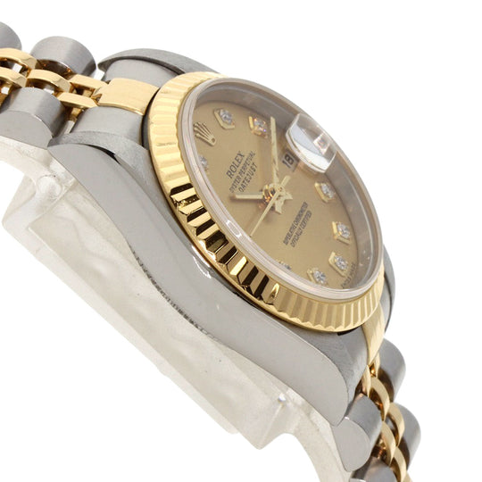 ROLEX Watches Mechanical Automatic 79173 Stainless Steel , SSxK18YG gold Datejust 10P Diamond Champagne Gold dial Women Used Authentic