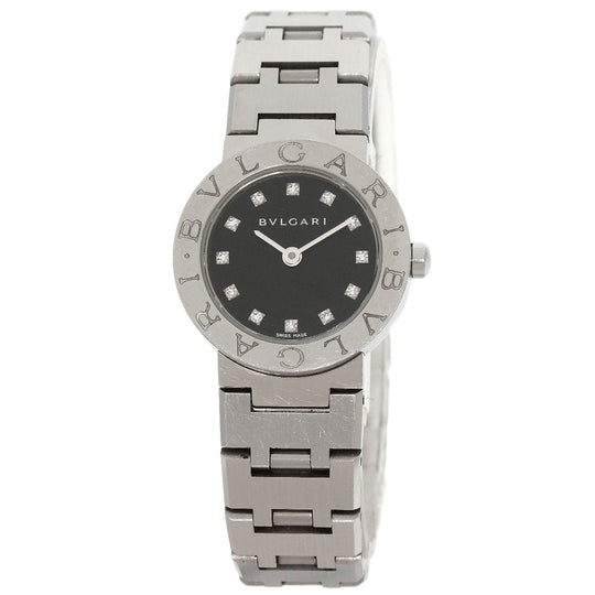 BVLGARI Watches Quartz BB23SS Stainless Steel , Stainless Steel Silver BVLGARI BVLGARI 12P Diamond black dial Women Used Authentic