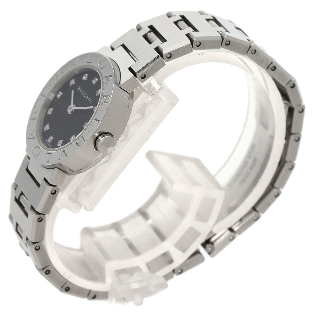 BVLGARI Watches Quartz BB23SS Stainless Steel , Stainless Steel Silver BVLGARI BVLGARI 12P Diamond black dial Women Used Authentic