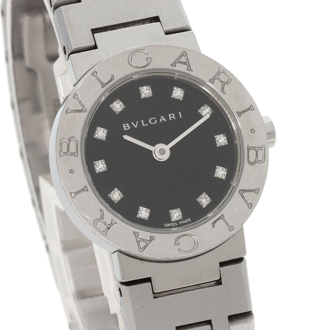 BVLGARI Watches Quartz BB23SS Stainless Steel , Stainless Steel Silver BVLGARI BVLGARI 12P Diamond black dial Women Used Authentic