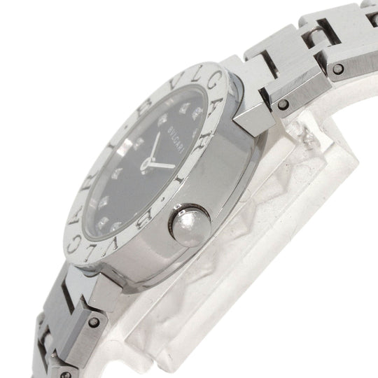 BVLGARI Watches Quartz BB23SS Stainless Steel , Stainless Steel Silver BVLGARI BVLGARI 12P Diamond black dial Women Used Authentic