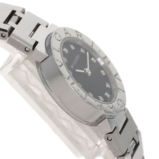 BVLGARI Watches Quartz BB23SS Stainless Steel , Stainless Steel Silver BVLGARI BVLGARI 12P Diamond black dial Women Used Authentic