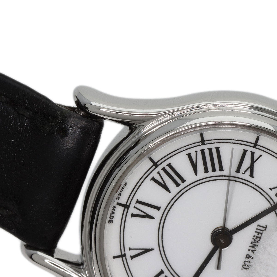 TIFFANY&Co. Watches Quartz Stainless Steel, Leather Silver Classic Round Face white dial Women Used Authentic