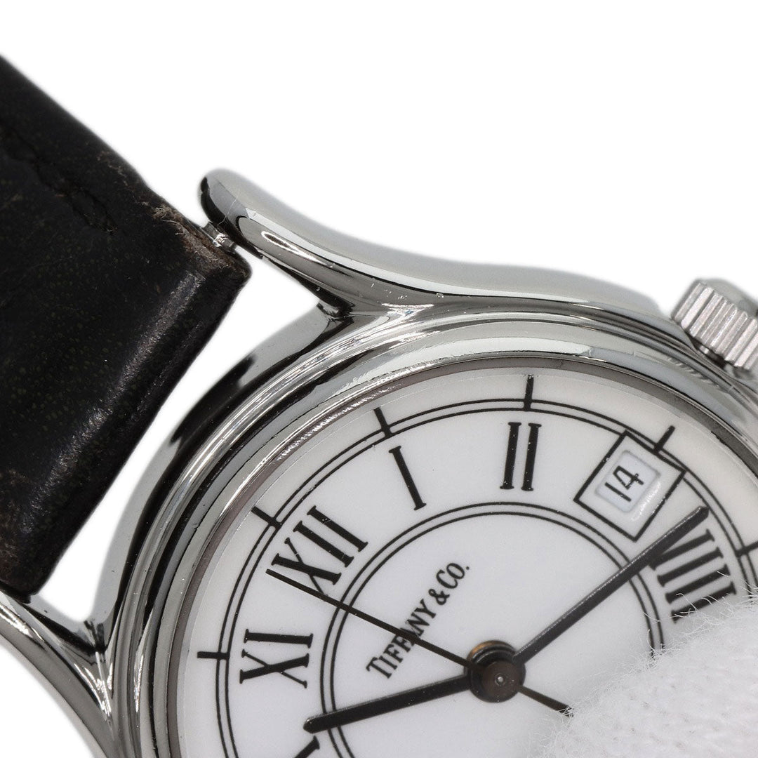 TIFFANY&Co. Watches Quartz Stainless Steel, Leather Silver Classic Round Face white dial Women Used Authentic