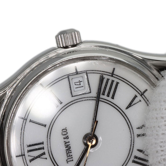 TIFFANY&Co. Watches Quartz Stainless Steel, Leather Silver Classic Round Face white dial Women Used Authentic