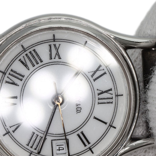TIFFANY&Co. Watches Quartz Stainless Steel, Leather Silver Classic Round Face white dial Women Used Authentic